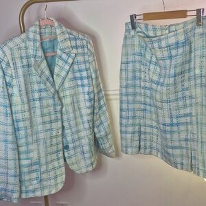 2 piece tweed Blue Plaid Blazer